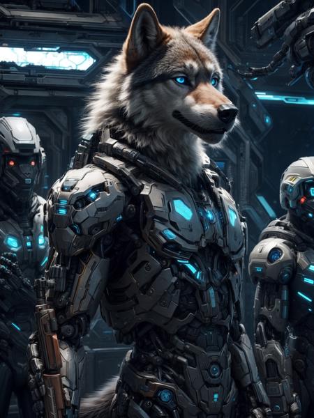 54380-4186467578-male, solo, wolf, photorealistic, scifi, mammal, group, machine, anthro, armor, male, human, helmet, weapon, robot, hi res, scie.png